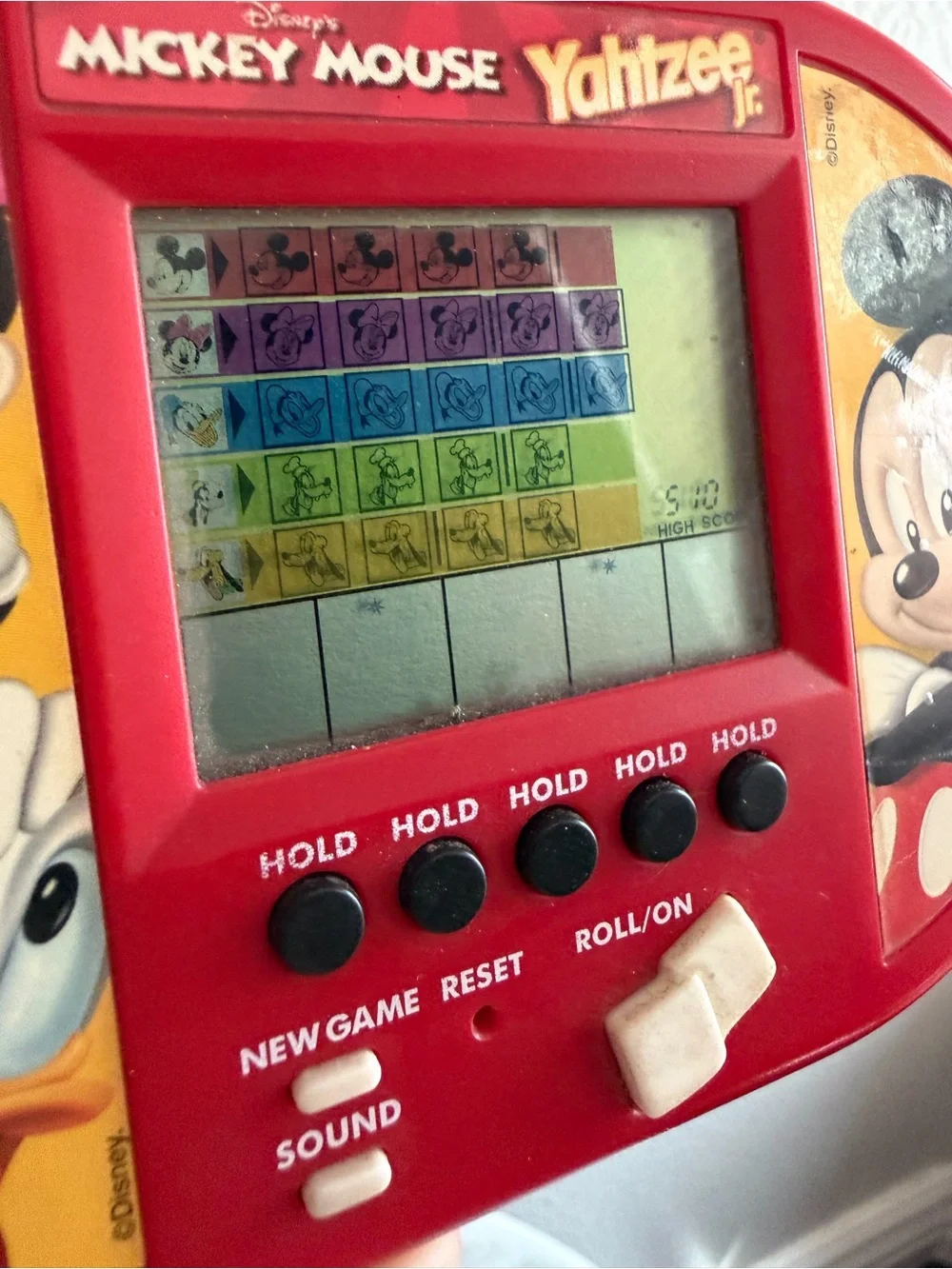 Vintage Y2K Handheld Mickey Mouse Yahtzee Jr. Game Made in 2000 WORKS !!
